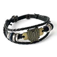 Anime Woven Cowhide Bracelet multilayer buckle ring inspired by One Piece Naruto and Attack on Titan birthday gift accessory