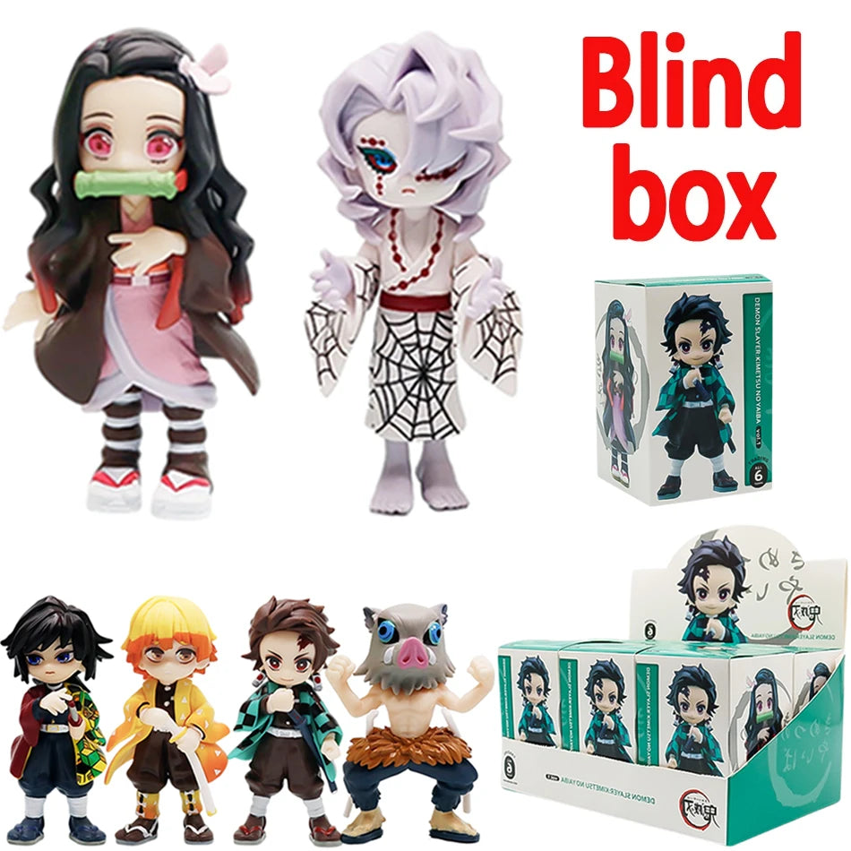 Demon Slayer Tanjiro Nezuko Blind Box PVC Figure Bandai 10cm statue ornament birthday Christmas gift