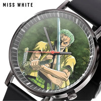 A colorful One Piece Luffy Watch featuring Fire Fist Ace anime action figure art on the dial, analog quartz movement for kids.
