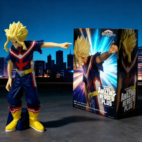 A highly detailed 18cm My Hero Academia Anime Figure made of PVC, featuring action poses of All Might, Deku, and Bakugo for collectors.