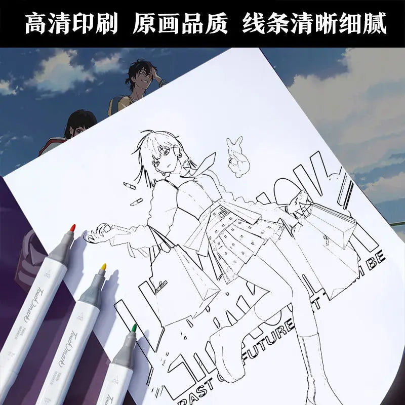 Chainsaw Man Anime Colouring Book multiple pages fan-drawn anime outline sketches colouring