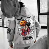 One Piece Halloween Hoodie Japanese anime character design cotton cosplay costume pullover detail view