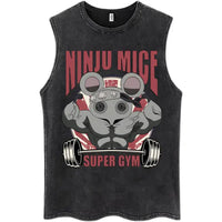 A washed retro Zenitsu Demon Slayer Tank Top featuring Agatsuma Zenitsu manga art, sleeveless cotton summer streetwear for men and women.