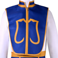 Close-up of Kurapika Hunter x Hunter Cosplay Costume Full Set top pants vest wig chain detail