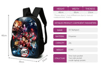 A pink Demon Slayer Backpack 3-piece set featuring Kamado Nezuko anime art, including a schoolbag, shoulder bag, and pencil case for students.