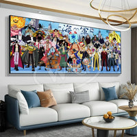 A high-quality One Piece decorative painting featuring Monkey D. Luffy, Roronoa Zoro, and Portgas D. Ace as a sofa background wall hanging.