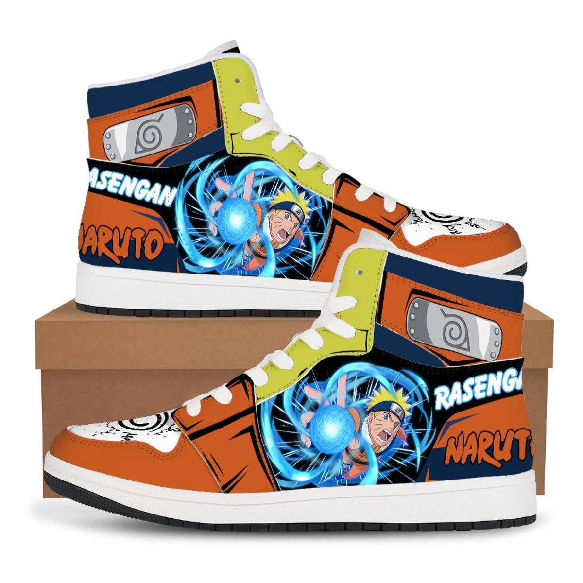 Trendy black Akatsuki High-Top Sneakers featuring the red cloud anime symbol, comfortable casual basketball shoes for men.