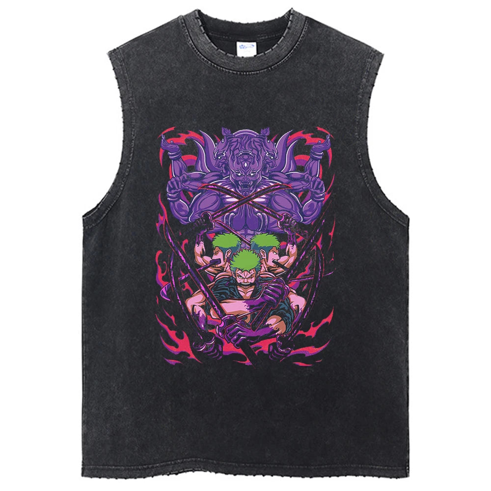 One Piece Vintage Washed Graphic Tank Top | Cotton Streetwear
