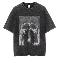 A hot unisex and plus size Solo Leveling Sung Jin-Woo Printed T Shirt in a washed cotton Harajuku style.