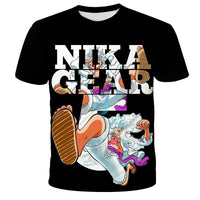 A loose-fit One Piece Luffy T-shirt featuring a cool cartoon Monkey D. Luffy graphic, designed for boys and men as casual anime streetwear.