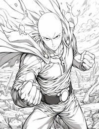 Saitama's Strength: Unleash Your Inner Hero with this One-Punch Man Coloring Page!