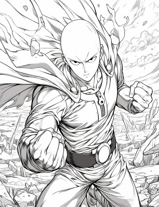 Saitama's Strength: Unleash Your Inner Hero with this One-Punch Man Coloring Page!