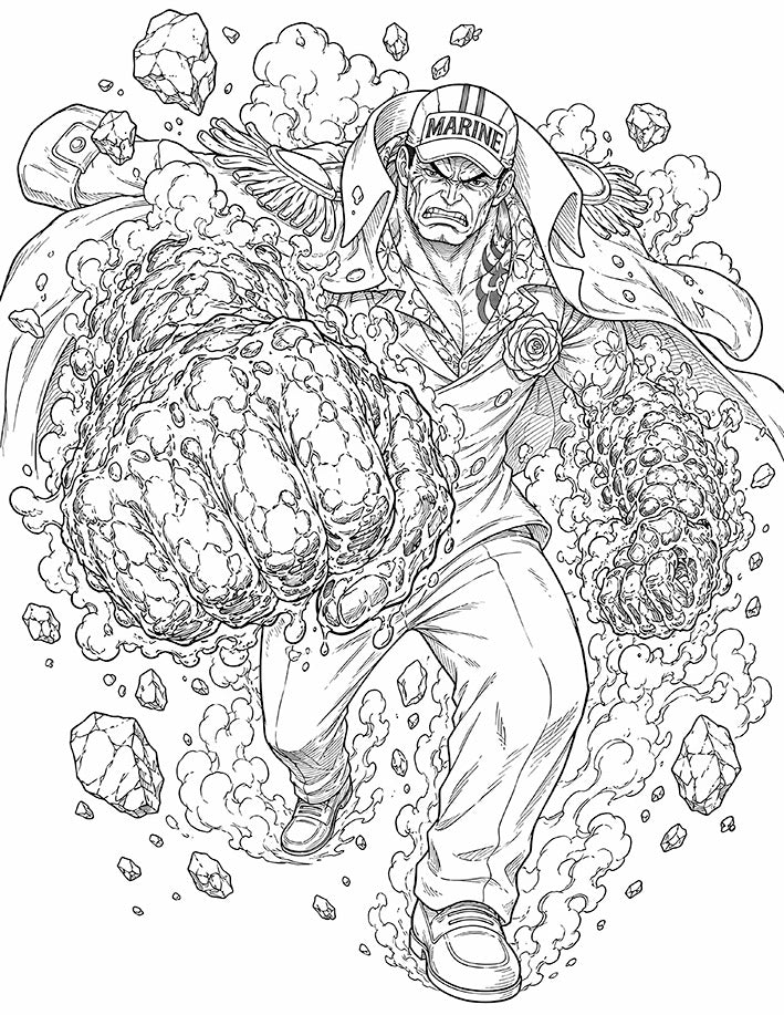 Sakazuki One Piece Coloring Page Absolute Justice Magma
