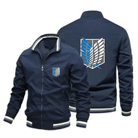Attack on Titan Baseball Jacket Y2K Harajuku Street Style close-up Titan print applique detail zipper V-neck collar