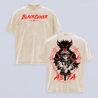 Asta Black Clover Vintage Washed Oversized T-Shirt with character design, soft cotton, Y2K vibe, and bold graphics.