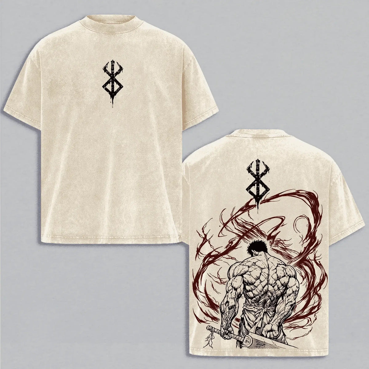 Guts Berserk Vintage Washed Oversized T-Shirt short-sleeve summer Y2K outfit