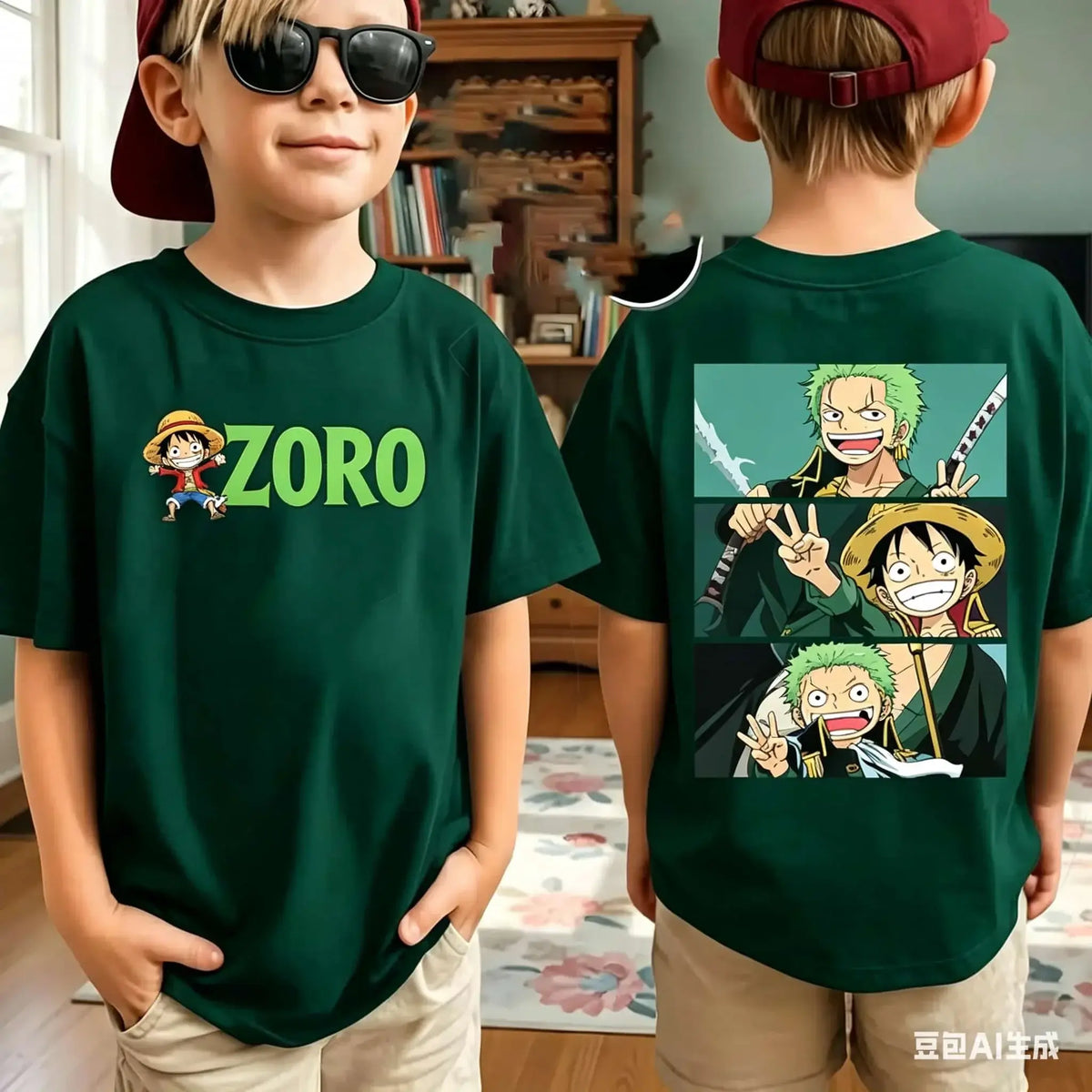 One Piece Zoro Luffy Men's T-Shirt Harajuku Family Matching short sleeve polyester sporty fit anime print unisex summer tee