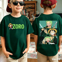 One Piece Zoro Luffy Men's T-Shirt Harajuku Family Matching short sleeve polyester sporty fit anime print unisex summer tee