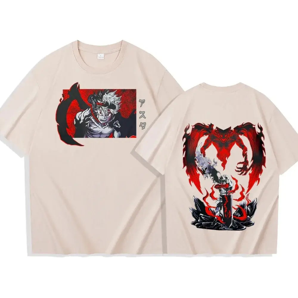 An oversized Black Clover Asta T-Shirt featuring a dynamic hip hop style anime graphic of Asta for men and women.