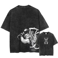 Acid Washed TShirt Streetwear Oversized Anime Graphic Tee