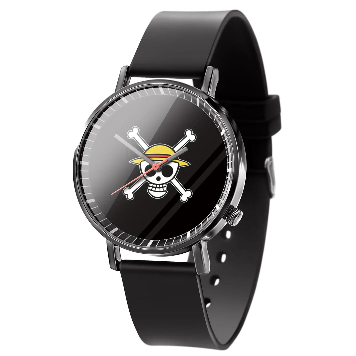A colorful One Piece Luffy Watch featuring Fire Fist Ace anime action figure art on the dial, analog quartz movement for kids.
