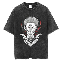 Jujutsu Kaisen Vintage Washed Cotton T-Shirt featuring bold graphic design and relaxed fit for anime fans.