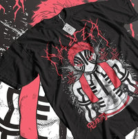 Close-up of Demon Slayer Akaza Y2K Children Cotton T-Shirt Akaza print cotton detail quality
