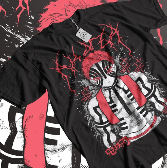 Close-up of Demon Slayer Akaza Y2K Children Cotton T-Shirt Akaza print cotton detail quality