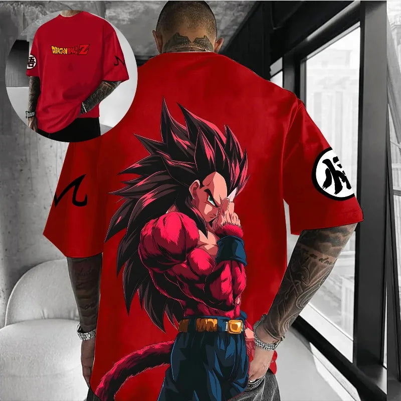 Dragon Ball Vegeta Harajuku Oversized Anime T-Shirt retro street unisex loose summer top 2025