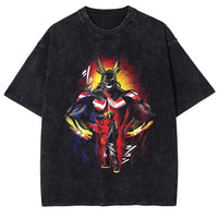 Kirishima Eijiro Washed T-Shirt featuring bold manga character design in black with colorful artwork.