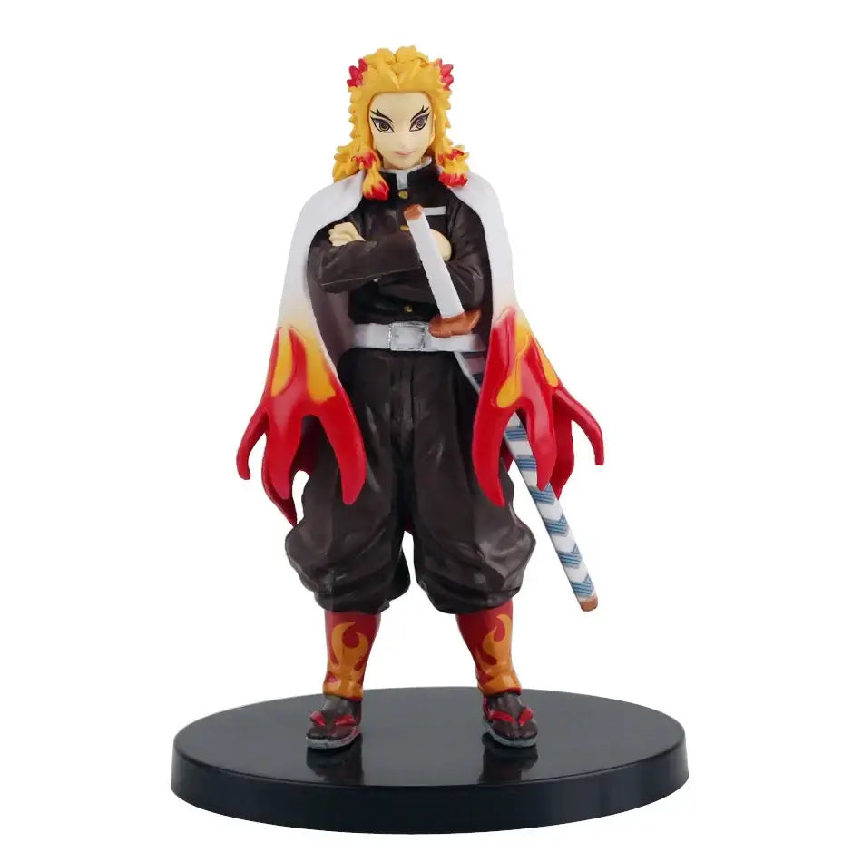 A highly detailed 16cm Demon Slayer Anime Figure made of premium PVC, showcasing Kamado Tanjiro in a dynamic warrior action pose for desktop decoration.
