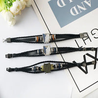 Anime Woven Cowhide Bracelet multilayer buckle ring inspired by One Piece Naruto and Attack on Titan birthday gift accessory
