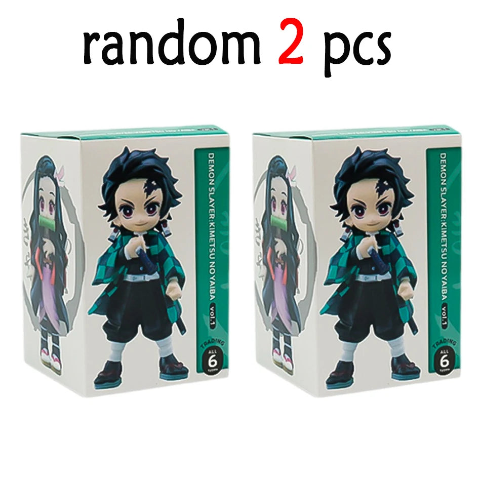 Demon Slayer Tanjiro Nezuko Blind Box PVC Figure Bandai 10cm statue ornament birthday Christmas gift