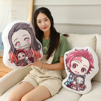 Demon Slayer Nezuko Kawaii Stuffed Plush Doll size comparison 12CM pendant and 45CM cushion
