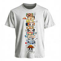 Luffy Zoro Ace T-Shirt One Piece Vintage Harajuku 100% cotton oversized fit pre-washed streetwear graphic tee iconic trio anime print unisex front view