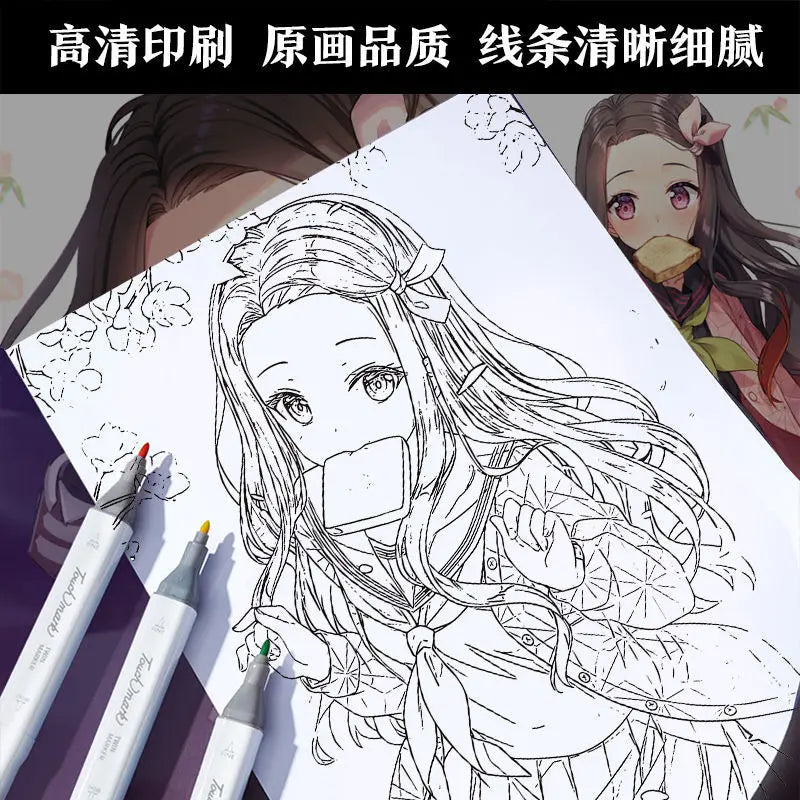 Chainsaw Man Anime Colouring Book multiple pages fan-drawn anime outline sketches colouring