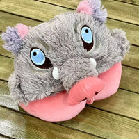 Inosuke Boar Head Plush Cosplay Neck Pillow U-shaped hooded travel blackout cloak anime prop