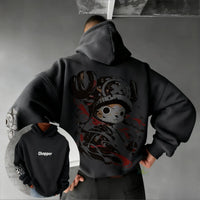 One Piece Chopper Anime Hoodie features a cute Chopper design on the back, showcasing oversized Y2K streetwear style.