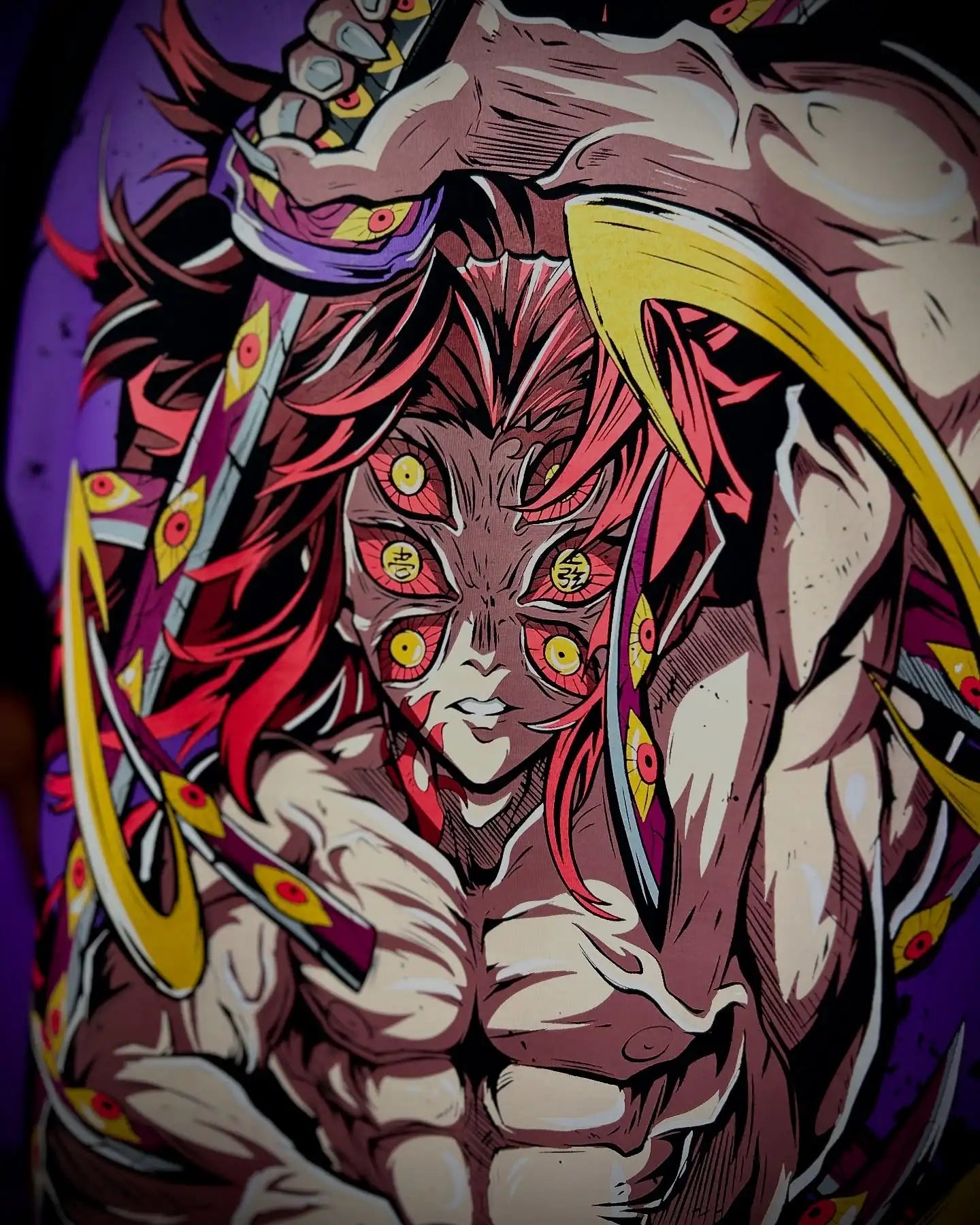 A couple wearing matching oversized Demon Slayer Graphic T Shirts in a hip hop, Y2K streetwear style.