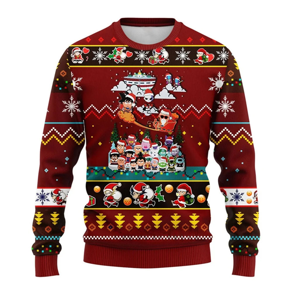 A matching parent-child Dragon Ball Wukong Sweatshirt featuring Goku anime character art, perfect for autumn and winter fashion.