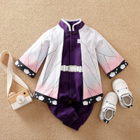 A newborn infant wearing the Baby Anime Costume, a cosplay jumpsuit available in Luffy, Akatsuki, and Vegeta styles.