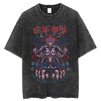 Jujutsu Kaisen Vintage Washed Cotton T-Shirt featuring bold graphic design and relaxed fit for anime fans.