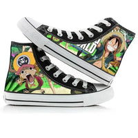 One Piece Anime Canvas Shoes Luffy Zoro hand-painted high top sneakers boys girls casual