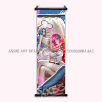 A vibrant One Piece Hanging Painting featuring anime characters Monkey D. Luffy, Portgas D. Ace, Sabo, and Shanks on a canvas scroll for home decor.