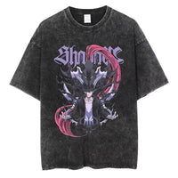 A hot unisex and plus size Solo Leveling Sung Jin-Woo Printed T Shirt in a washed cotton Harajuku style.