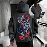 A trendy oversized Demon Slayer Hooded Sweatshirt featuring colorful anime character graphics, designed as casual autumn streetwear for men and women.