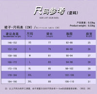 Size chart for Nico Robin One Piece Cosplay Costume Kimono Dress, detailing measurements for XS to 3XL.