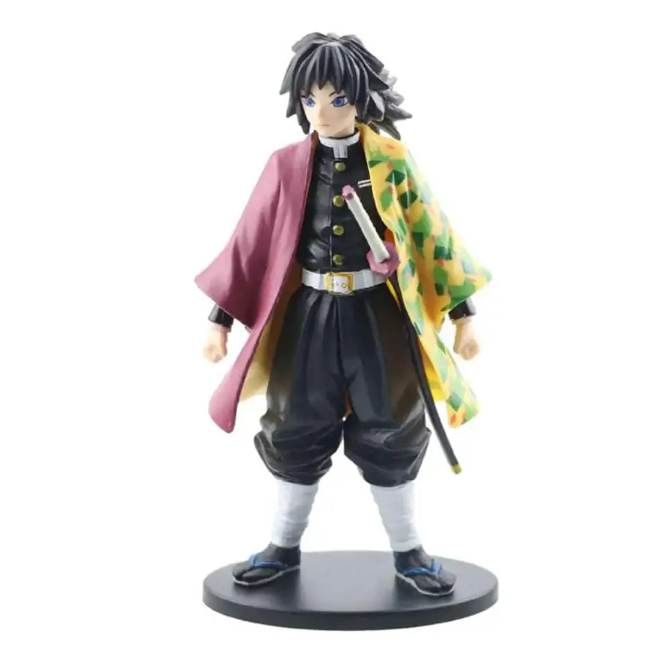A highly detailed 16cm Demon Slayer Anime Figure made of premium PVC, showcasing Kamado Tanjiro in a dynamic warrior action pose for desktop decoration.
