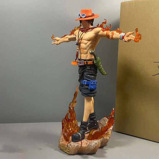 A detailed 28cm Portgas D. Ace Figure made of PVC, featuring a dynamic Fire Fist battle pose for One Piece anime collection.