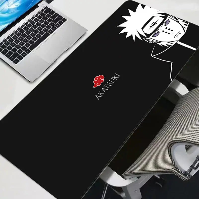 A high-quality Akatsuki Naruto Mouse Pad featuring the iconic red clouds, designed as a large gaming desk mat for keyboard and mouse setups.